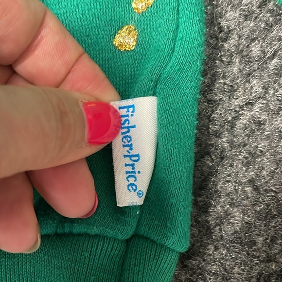 Vintage Fisher-Price Green Angel Bear Kids Sweatshirt Hand painted 4T - Picture 4 of 6